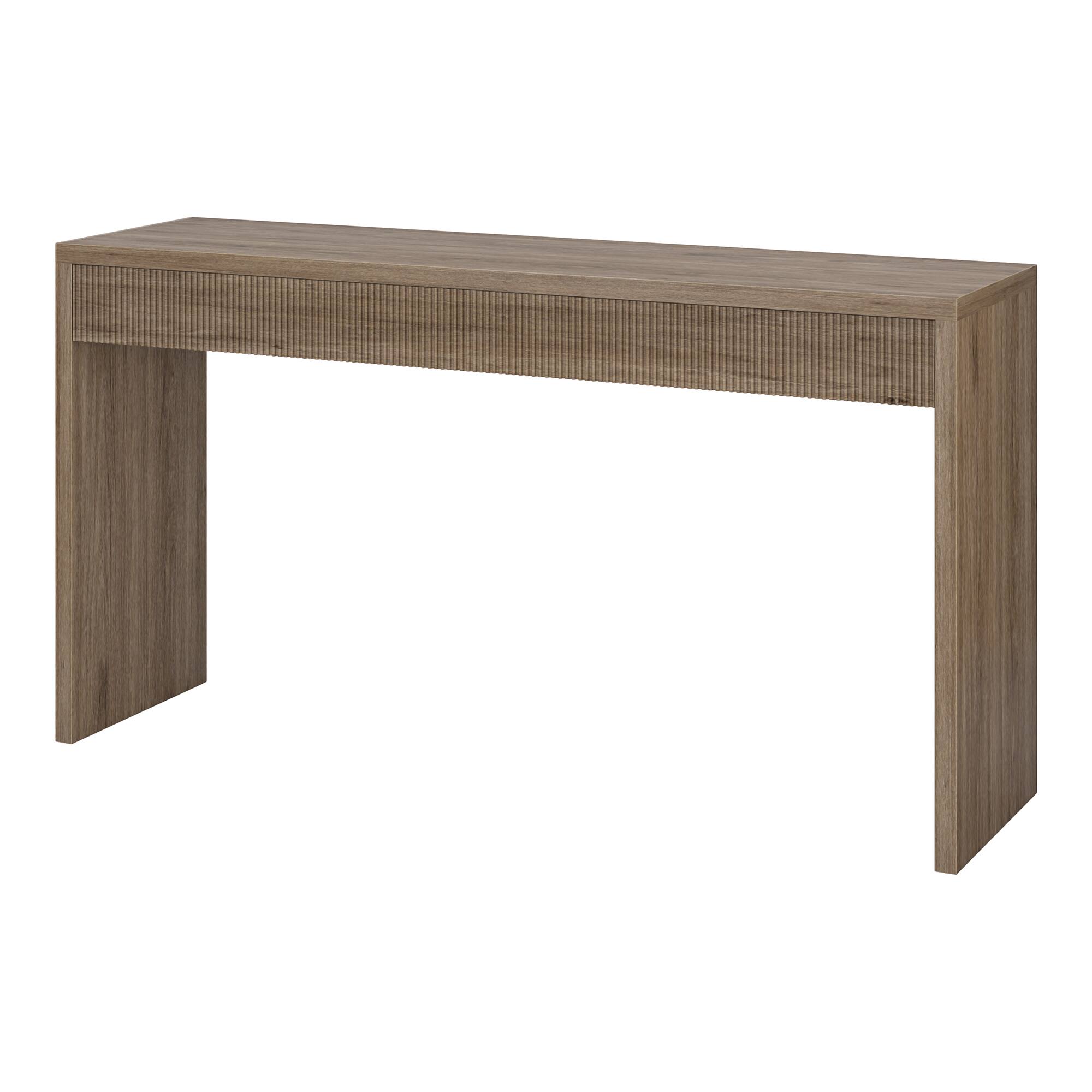 Left. Hudson&Canal - Lawrence 55" Wide Rectangular Fluted Console Table - Gray.