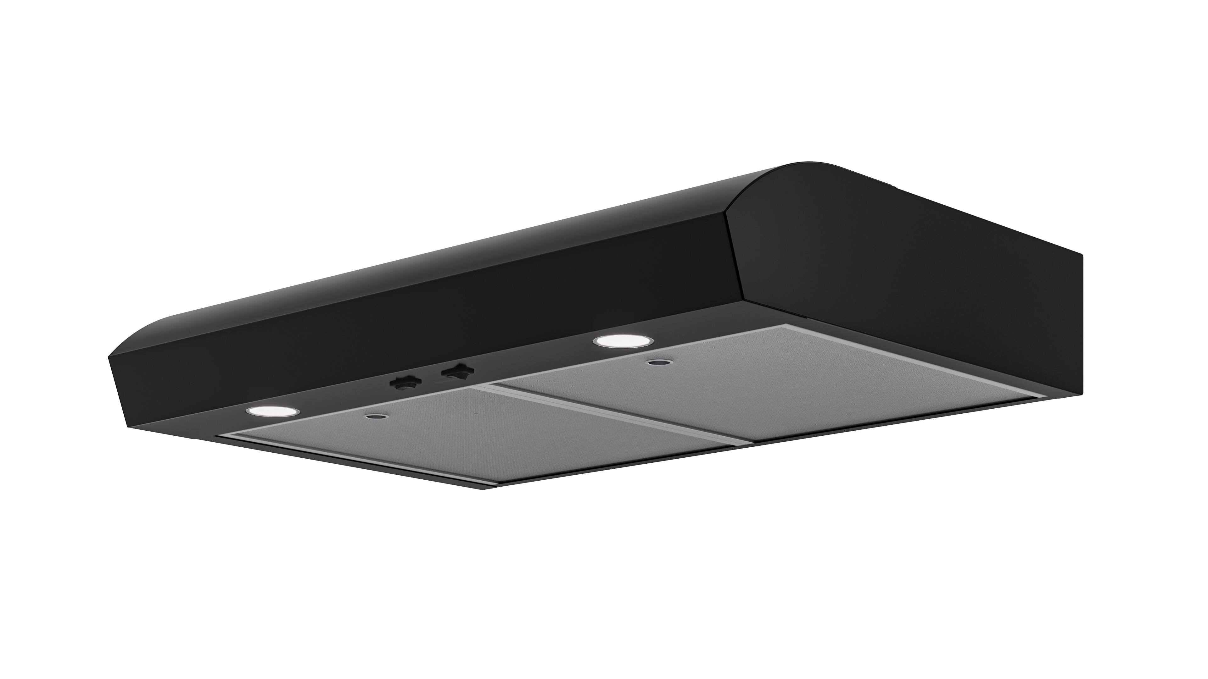 Left. Broan - Broan-NuTone 30-Inch Under Cabinet Range Hood, ENERGY STAR, 350 Max Blower CFM - Black.