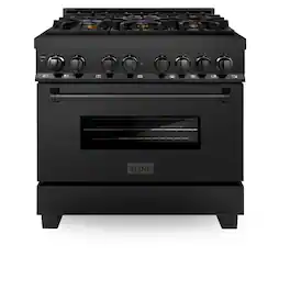 ZLINE - 36" Legacy Dual Fuel Range with 6 Brass Burners & Oven (RAB-BR-36) - Black Stainless Steel