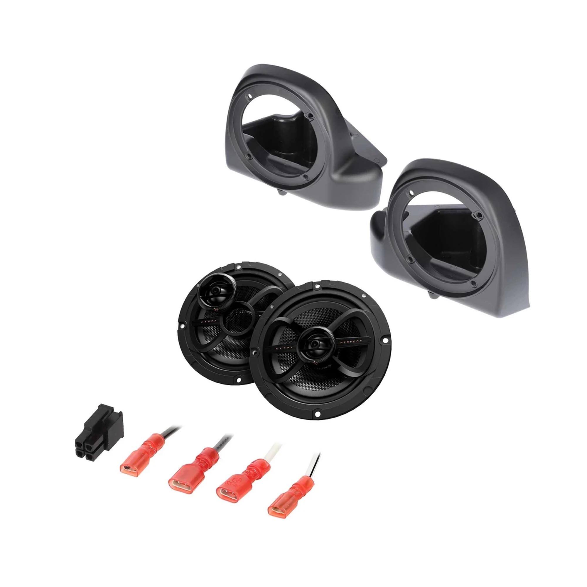 Alt View 1. Infinity - INFINITY PERFECTNTCKIT 2 Speaker plug n play Add On kit for 2014 up Harley Davidson for Lower fairing Without Twin Coole - Black.