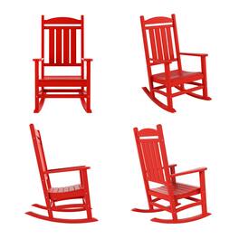 WestinTrends - Malibu Outdoor Patio Poly Classic Porch Rocking Chair (Set of 4) - Red