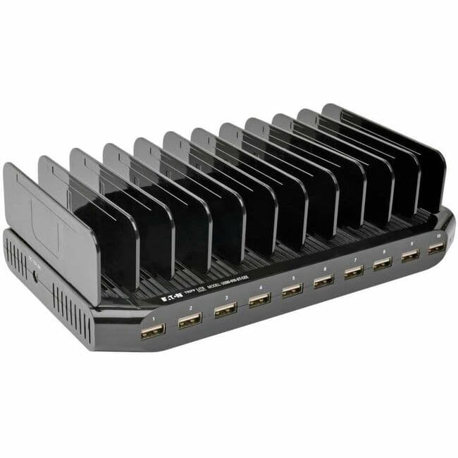 Eaton Tripp Lite Series 10-Port USB Charging Station with Adjustable Storage, 12V 8A (96W) USB Charger Output, Schuko