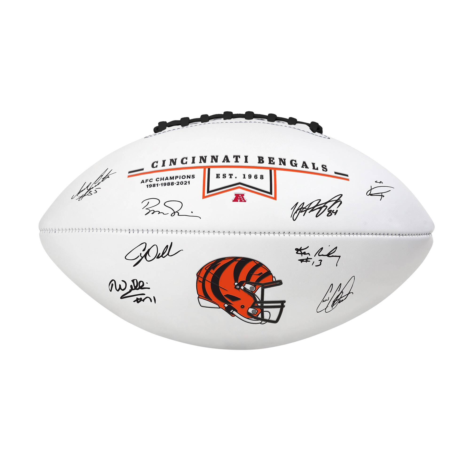 CINCINNATI BENGALS  
EST. 1968  
AFC CHAMPIONS 1981-1988-2021  

Goel  
Will  
B. Reid  
C. L.  
R.