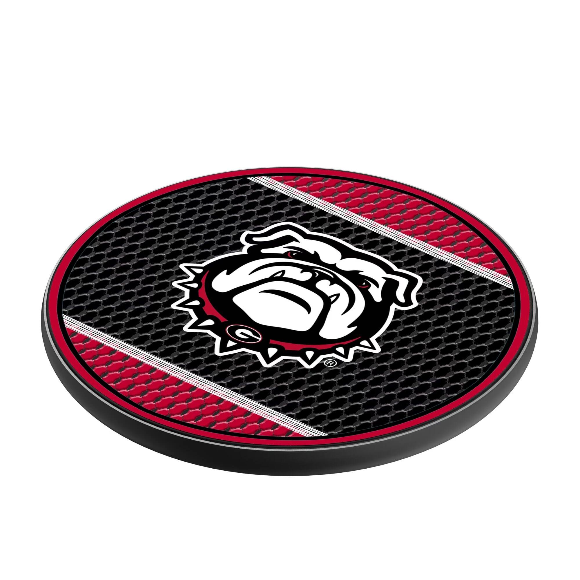 Alt View 1. Keyscaper - Georgia Bulldogs Secondary Logo 10-Watt Mesh Design Wireless Charger - Multicolor.