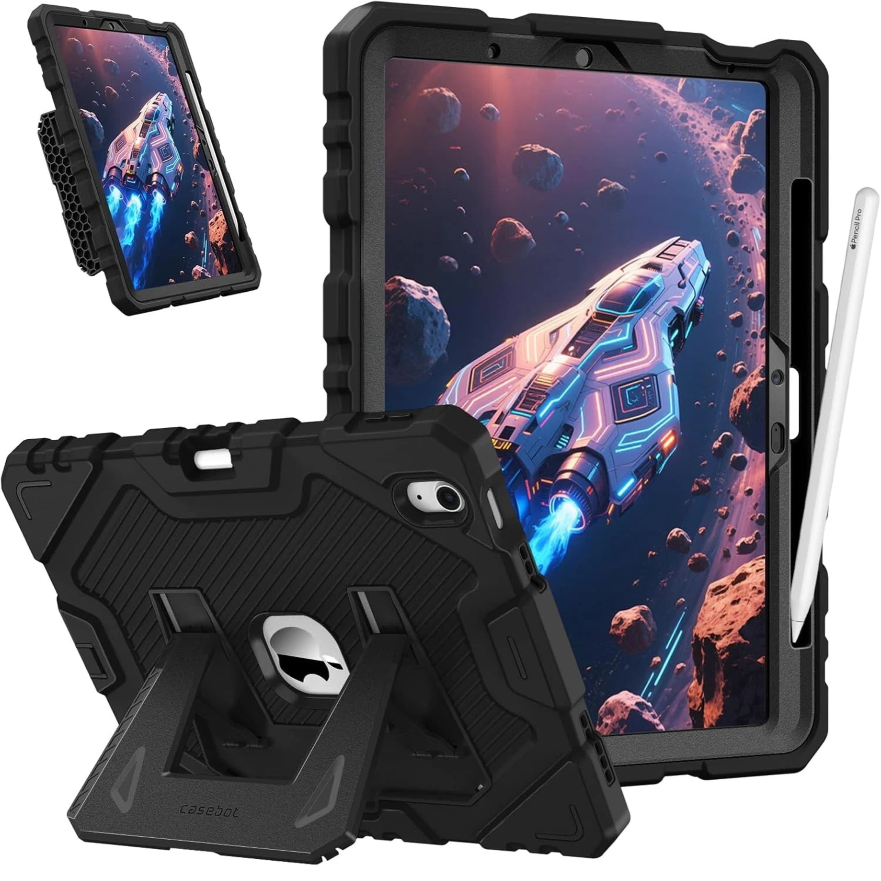 Kitcheniva - Durable Full Body Rugged Cover For iPad Air 11 Inch M3 And M2 Generation - Black