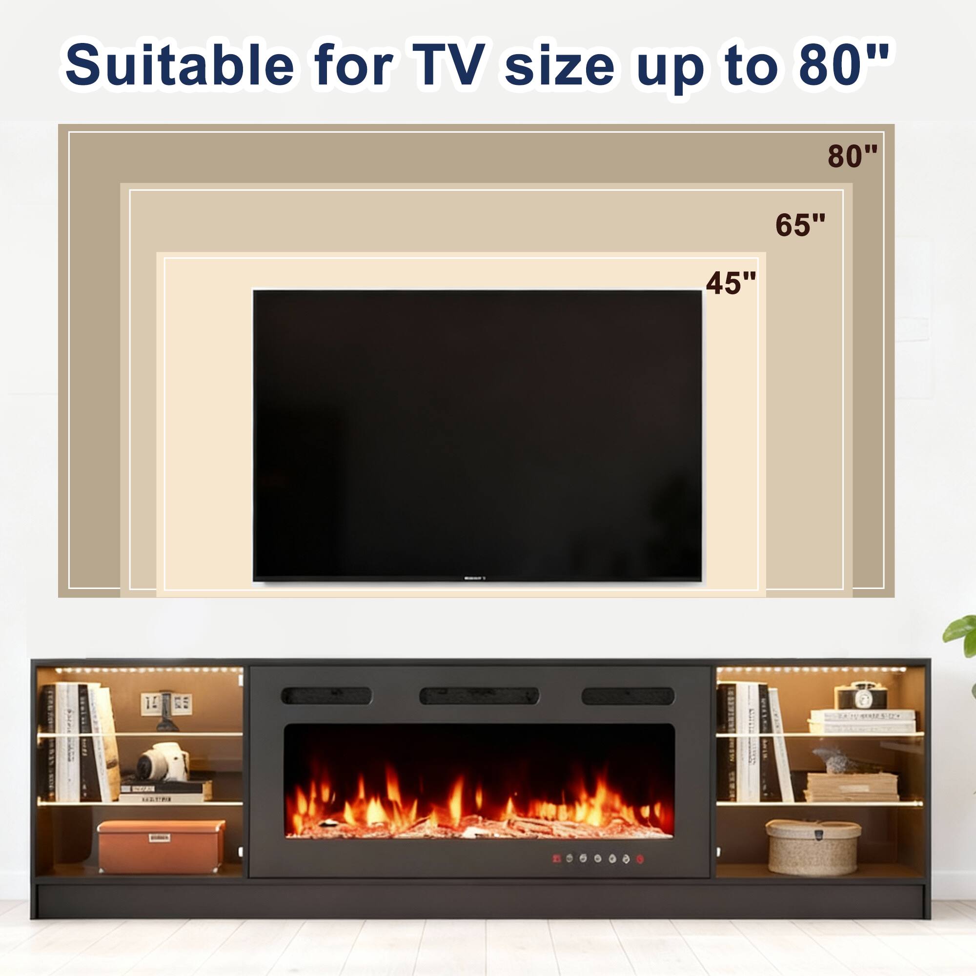Suitable for TV size up to 80"

80"
65"
45"