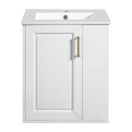 Boyel Living - 20 Inch Wall Mounted Bathroom Vanity with Ceramic Sink and Side Cabinet - White