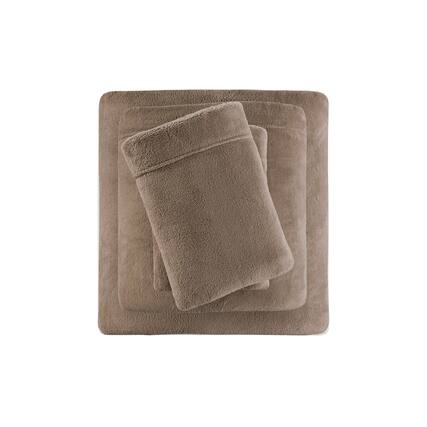 Front. Gracie Mills - Gracie Mills Dashiell Micro Plush Sheet Set - Brown.
