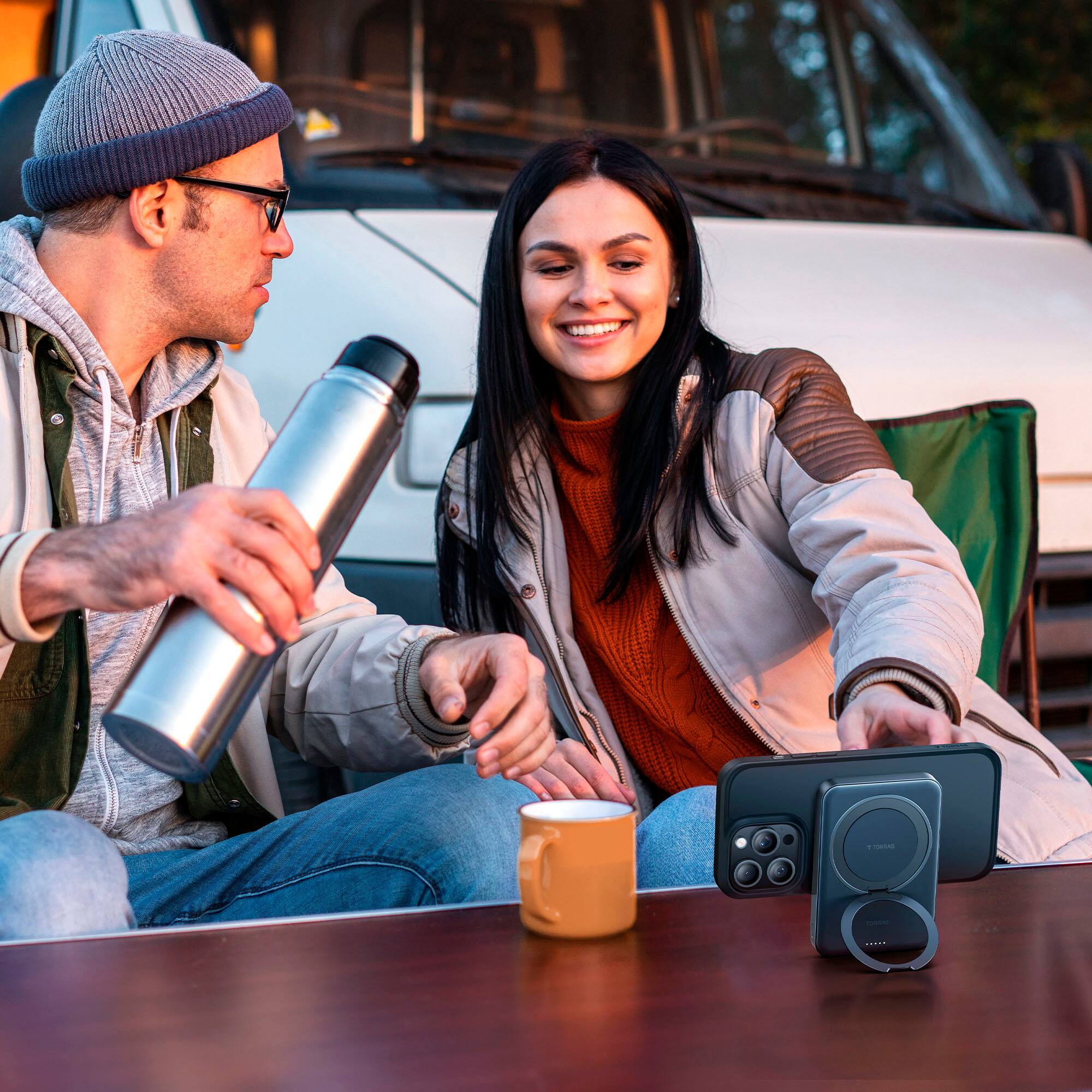 Alt View 15. TORRAS - Qi2.0 Certified Ostand Magnetic Power Bank 10000mAh with 360° Rotatable Stand - Black.