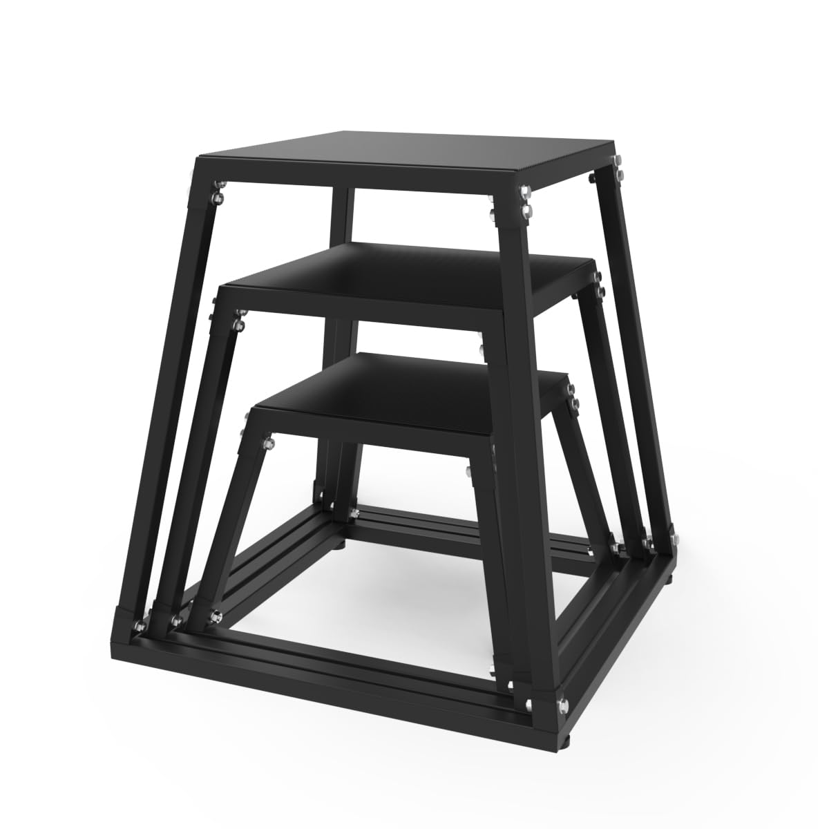 Front. TROPOW - 12/18/24 Inch Steel Plyometric Jumping Box, Anti-Slip Step Platform Jump Box - black.