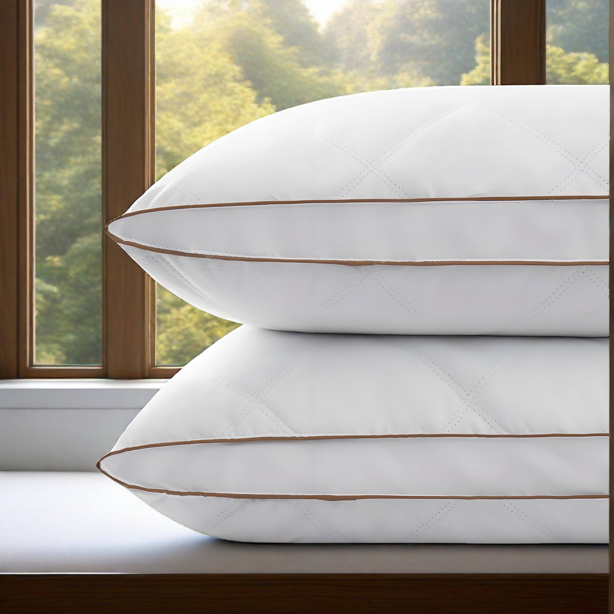 Angle. Peace Nest - Peace Nest Gusseted Goose Down Feather Pillows Set of 2 - White.