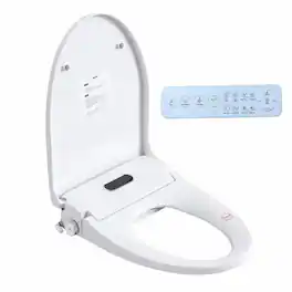 RYHNUYNE - Smart Bidet Toilet Seat, Side Knob Heated Seat Water Temperature and Pressure Adjustment Automatic Nozzle Cleaning - White