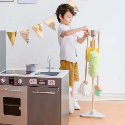 Front. Teamson Kids - Teamson Kids Little Helper 6-Piece Household Cleaning Set with Organizing Stand.