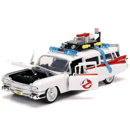 Front. Jada Toys - Ghostbusters 1/24 Die-Cast ECTO-1 (1959 Cadillac Ambulance) - White.