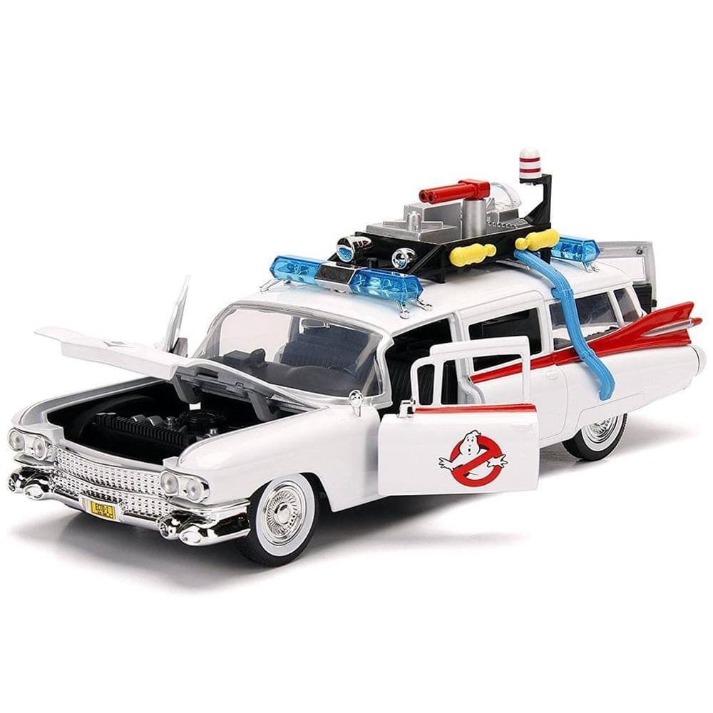 Front. Jada Toys - Ghostbusters 1/24 Die-Cast ECTO-1 (1959 Cadillac Ambulance) - White.