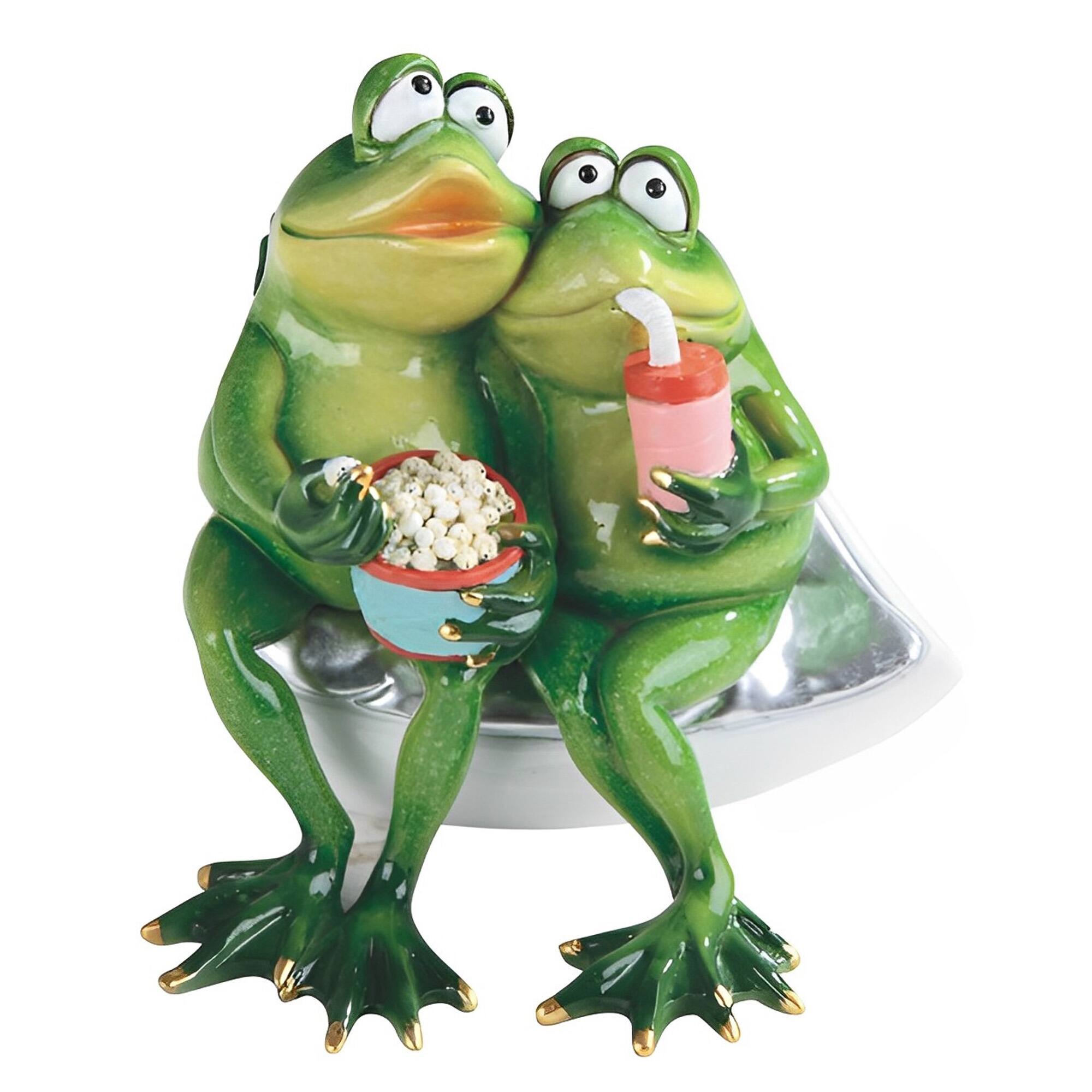Front. FC Design - FC Design 6"W Romantic Frog Couple Watching Movie with Popcorn and Soda Animal Figurine Office Desk Tabletop Home Decor - Multi-Color.