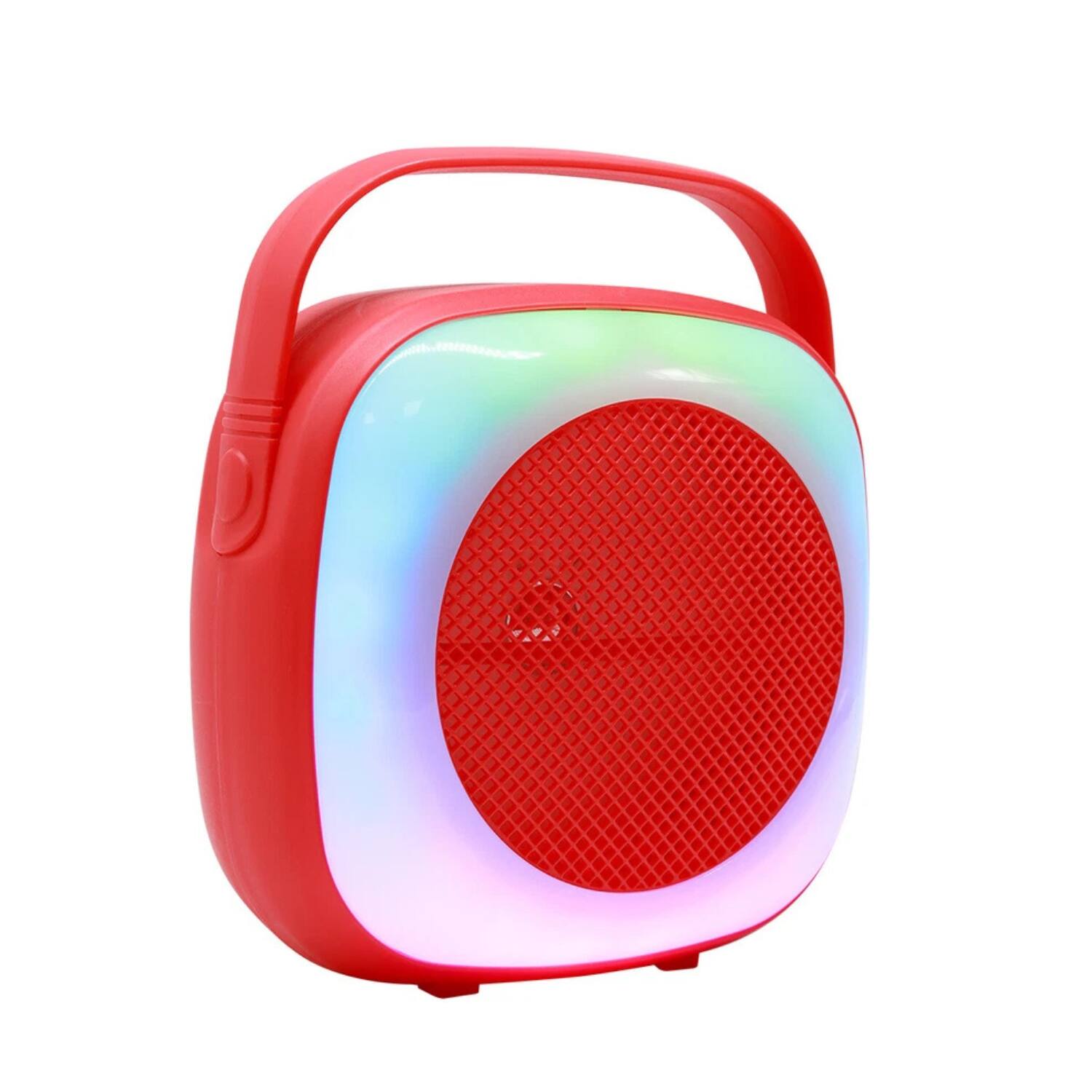 Angle. Stock Preferred - Portable 6.5" Mini Bluetooth Speaker RGB Party Lights & Handle Red.
