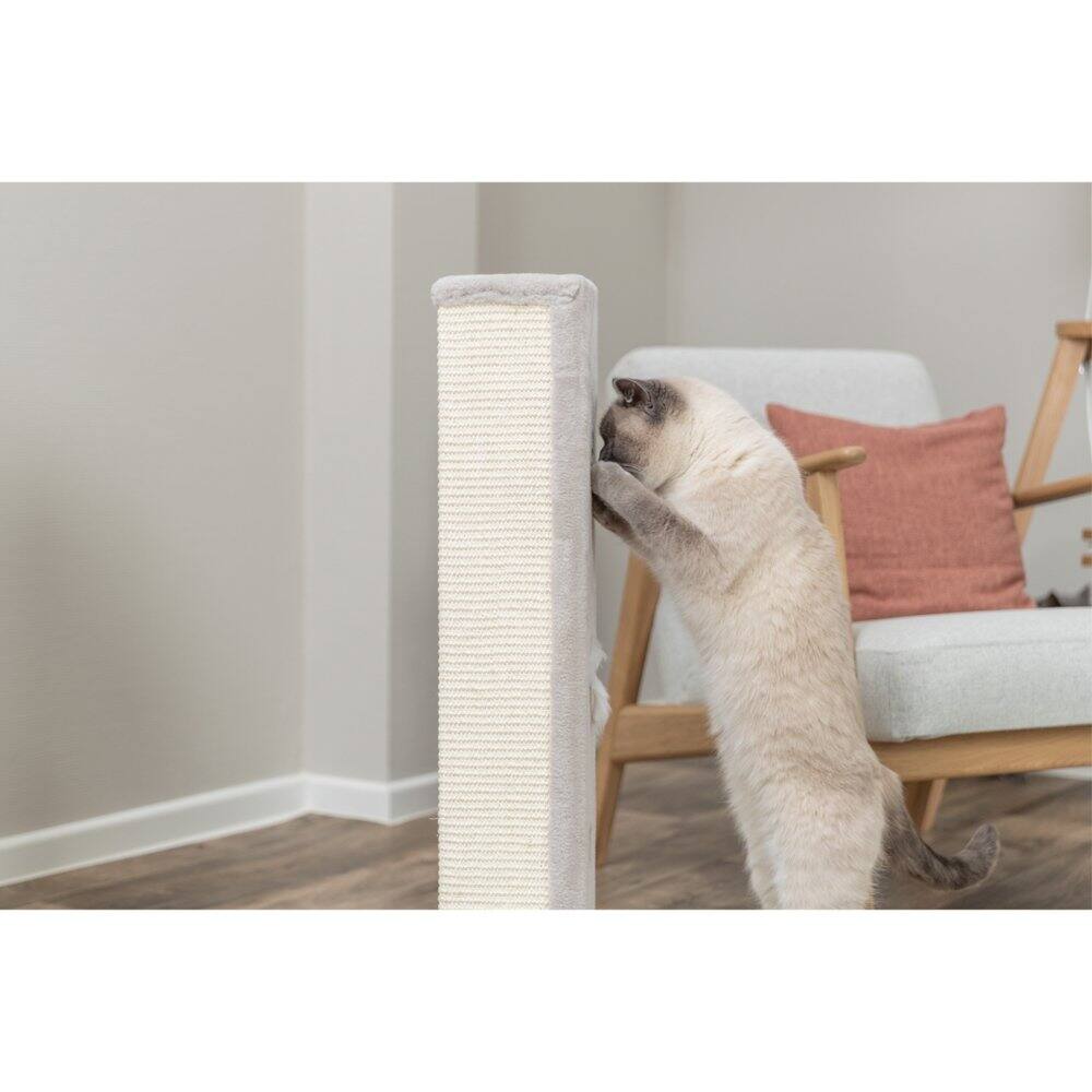 Alt View 2. TRIXIE - Soria Plush & Sisal Square Scratching Posts, Cat Toys for Hunting - Light Gray-Greige.