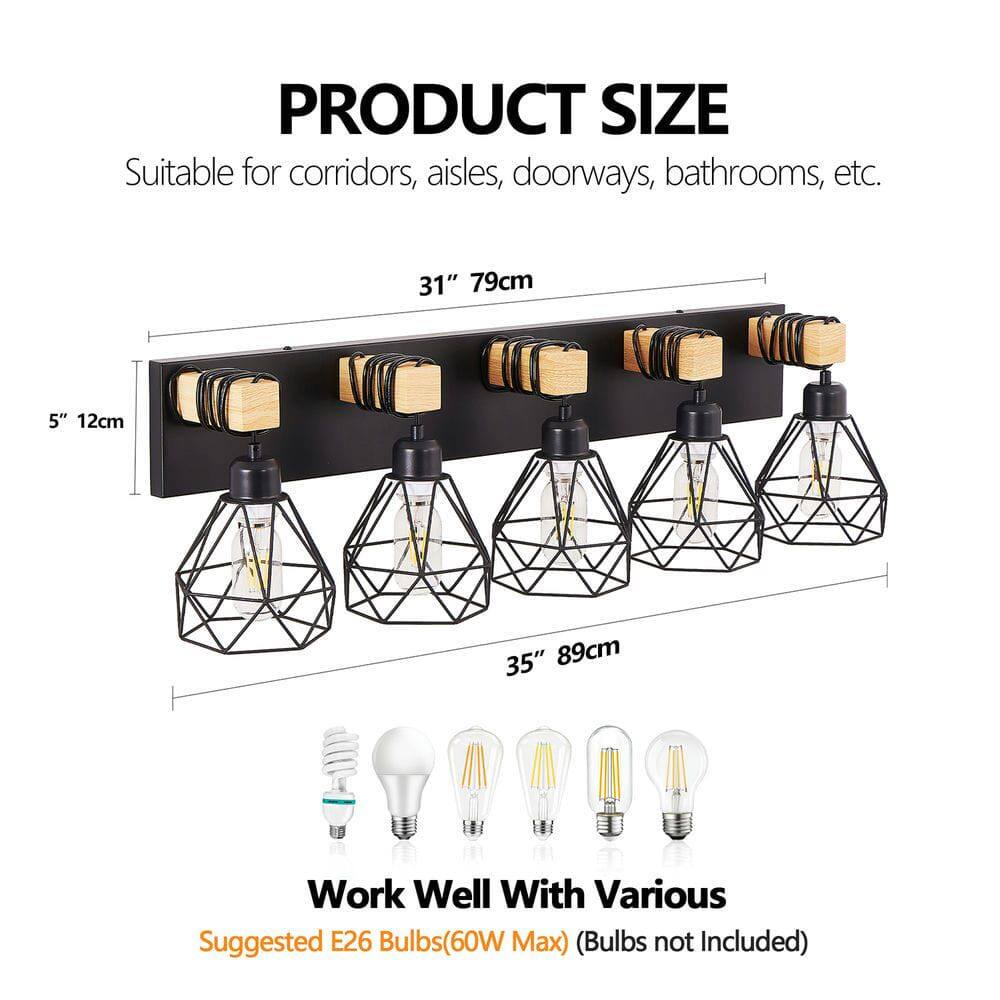**PRODUCT SIZE**  
Suitable for corridors, aisles, doorways, bathrooms, etc.  

- 31" 79cm  
- 5" 12cm  
- 35" 89cm  

**Work Well With Various**  
Suggested E26 Bulbs (60W Max) (Bulbs not Included)