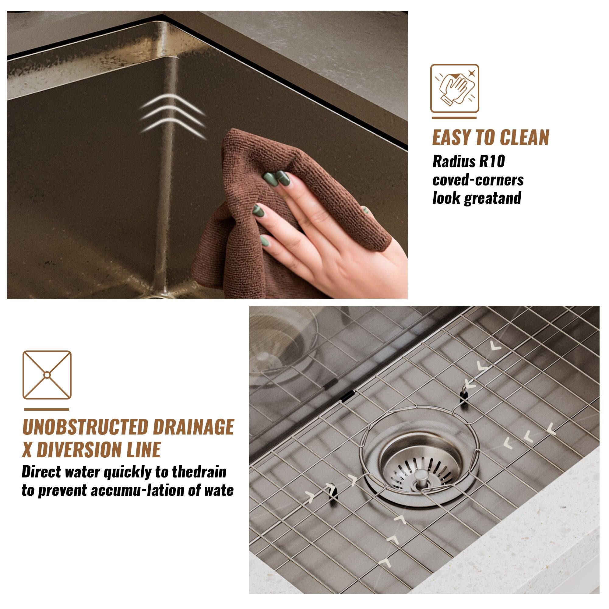 EASY TO CLEAN Radius R10 coved-corners look greatand UNOBSTRUCTED DRAINAGE X DIVERSION LINE Direct water quickly to thedrain to prevent accumu-lation of wate