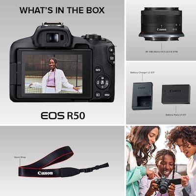 Canon EOS R50 4K Video Mirrorless Camera with RF S18 45mm Content Canon EOS R50 4K Video Mirrorless Camera with RF S18 45mm Content