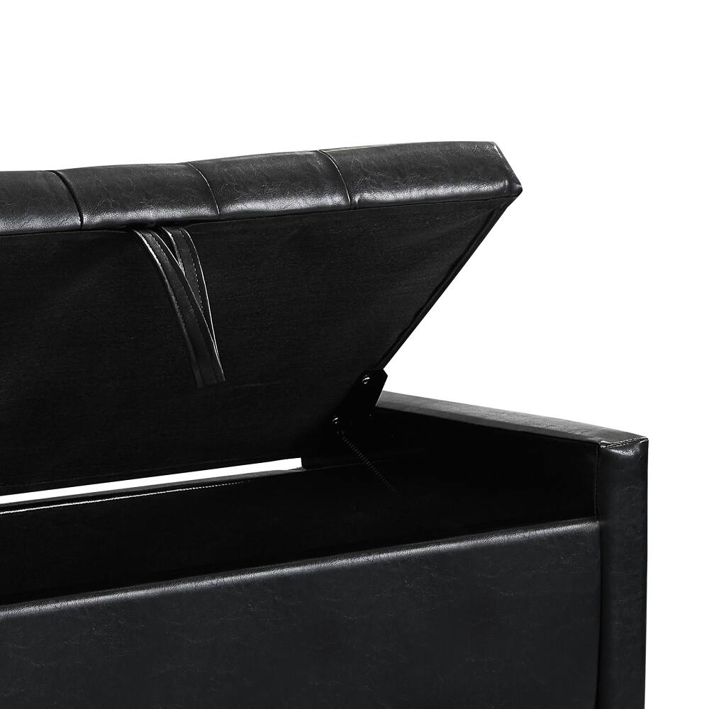 Alt View 10. Ropilly - Ropilly Black Tufted Storage Ottoman Bench with Safety Hinge, Upholstered Entryway Seating for Bedroom, 45 Inch - Black.