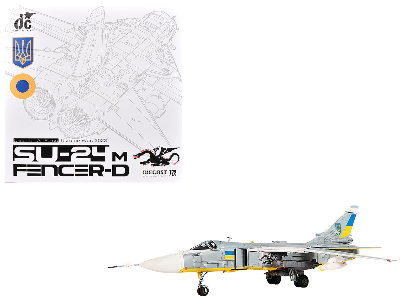 "Sukhoi Su-24M Fencer-D Bomber Aircraft ""Ukraine War"" (2023) Ukrainian Air Force 1/72 Die Cast Model by JC Wings" price history on PriceWatchPro