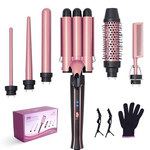Front. Vulpecula Spade - Curling Iron Wand Set 6-in-1 - Beachwaver Hair Curler with 3 Barrel Hair Crimper, Tapered, Spiral Curling Iron - Fast.