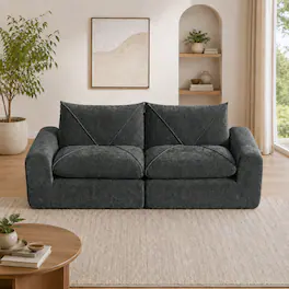 Anysun - Modern Minimalist Chenille Combination Sofa – Spacious and Comfortable Living Room Loveseat for Families and Apartments - Dark Gray