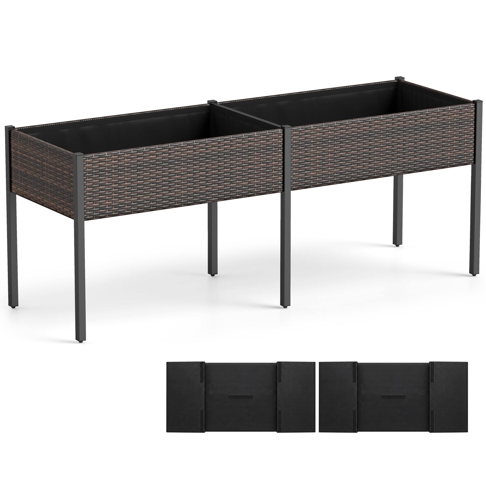 Alt View 9. Costway - Costway 6 x 2 FT Raised Garden Bed with Legs, Removable Liner for Vegetables, Flowers - Mixed Brown.