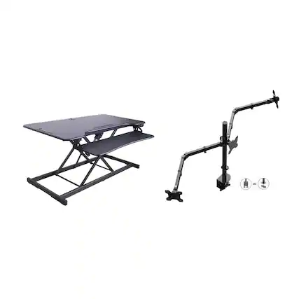 Front. Rocelco - 46" Electric Standing Desk Converter with AC Outlet USB Charger - Black.