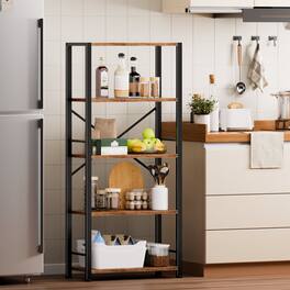 Furnulem - 5 Layers Industrial Open Bookcase Book Shelf Organizer Unit for Living Room Home Office Bedroom - Brown