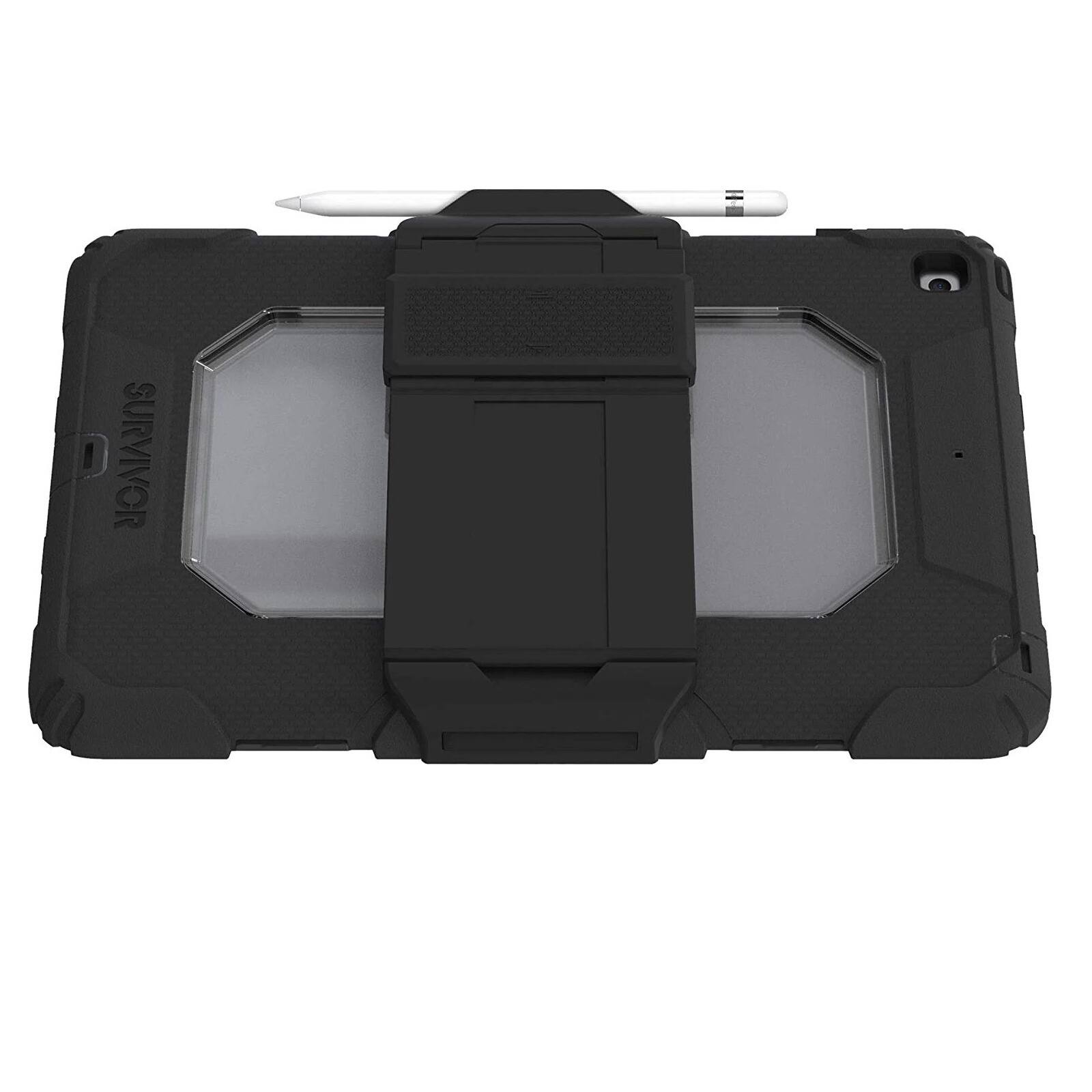 Alt View 5. Griffin - Griffin Survivor All-Terrain Case for Apple iPad 10.2 (9th, 8th, 7th), Detachable Kickstand, Apple Pencil H - Black.