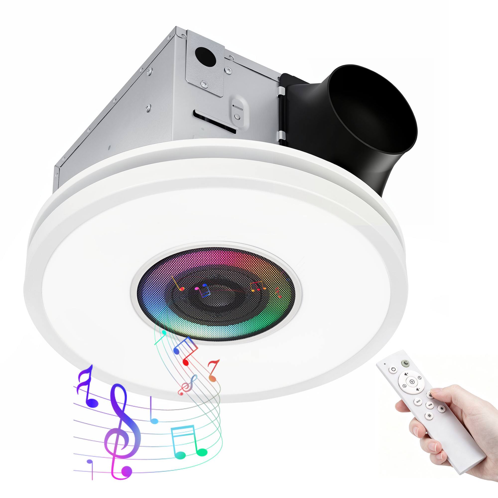Front. Akicon - Akicon 110 CFM Bathroom Exhaust Fan with Bluetooth Speaker, 1.5 Sone, Dimmable 3CCT RGB LED, White - White.