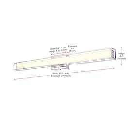 Living District - Aden 36 Inch Led Wall Sconce In - Chrome