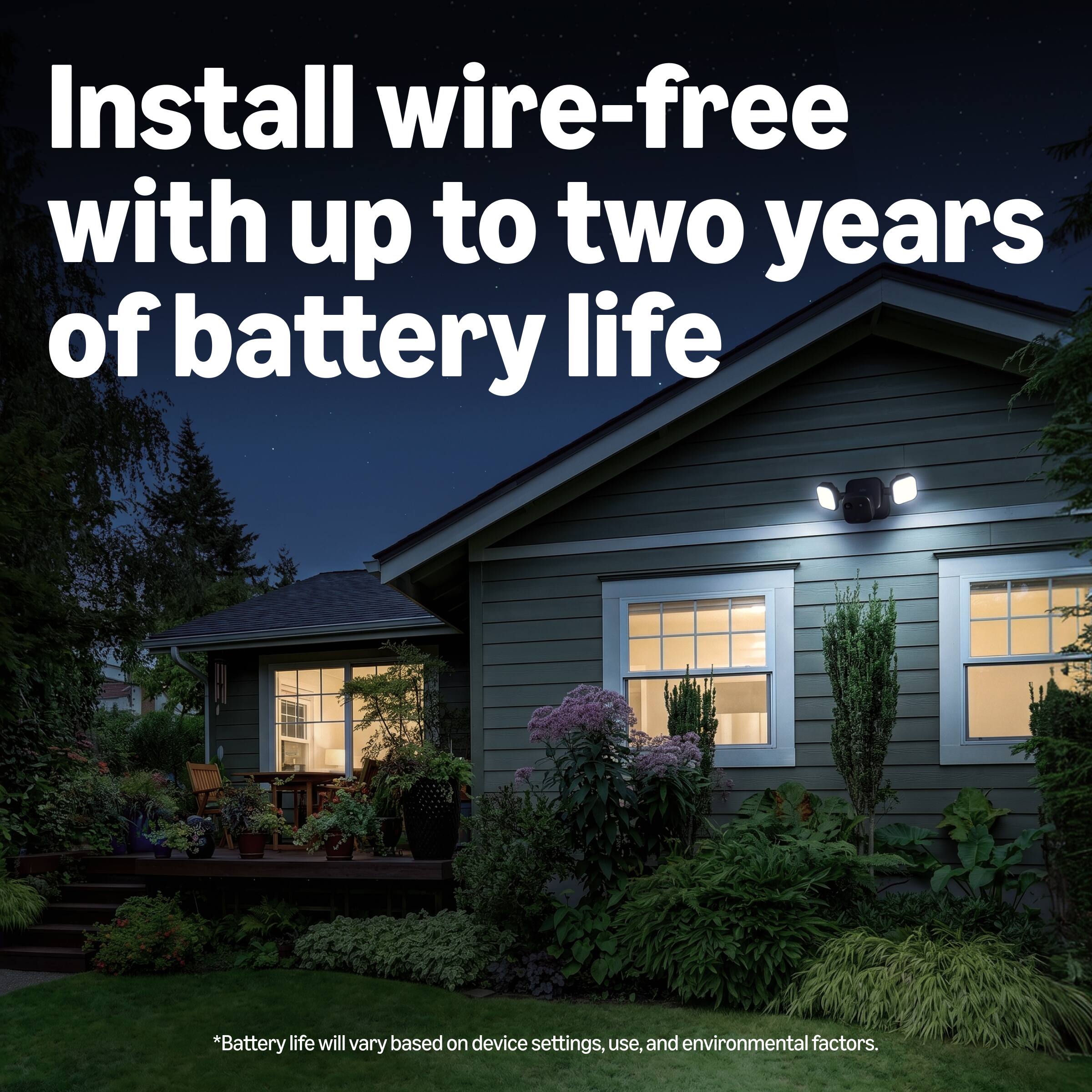 Install wire-free with up to two years of battery life  
*Battery life will vary based on device settings, use, and environmental factors.