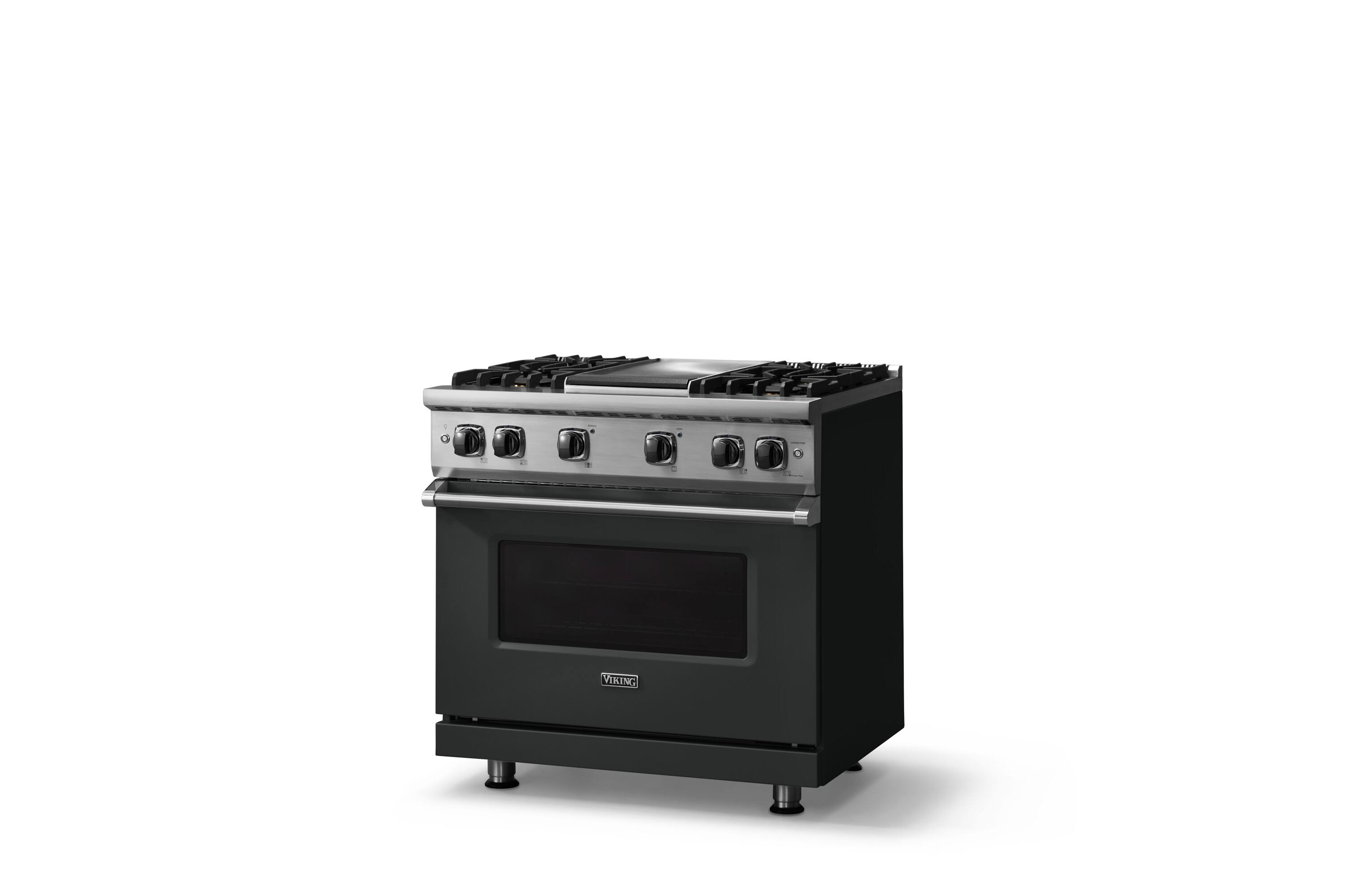 Angle. Viking - 5.1 Cu. Ft. 36"W Freestanding LP Gas Sealed 4 Burner Range with Griddle - Antique Bronze.