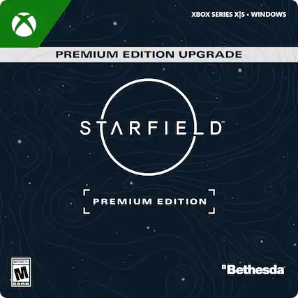 XBOX SERIES X|S WINDOWS PREMIUM EDITION UPGRADE STARFIELD PREMIUM EDITION MATURE 17+ M ESRB "Bethesda - M (Mature 17+)