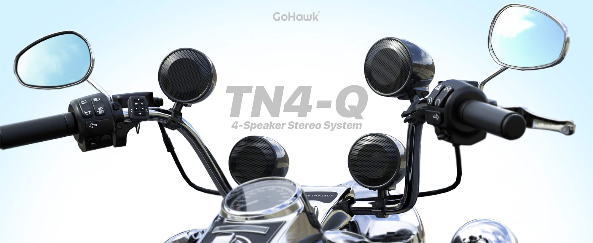 GoHawk Bluetooth Motorcycle Speakers: 1000W Amplifier, 4 Speaker