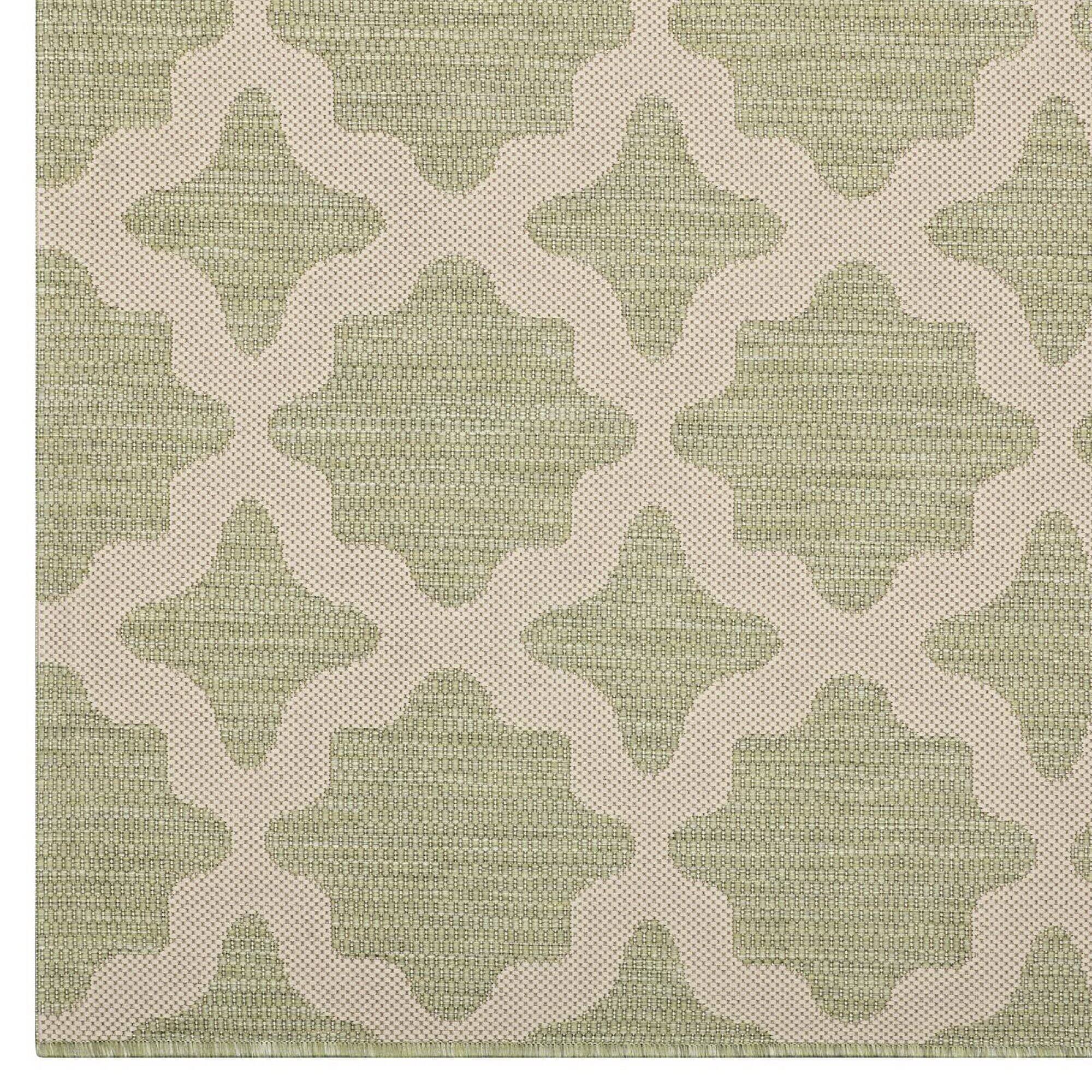 Alt View 2. Modway - Cerelia Moroccan Trellis Indoor and Outdoor Area Rug - Beige and Light Green.