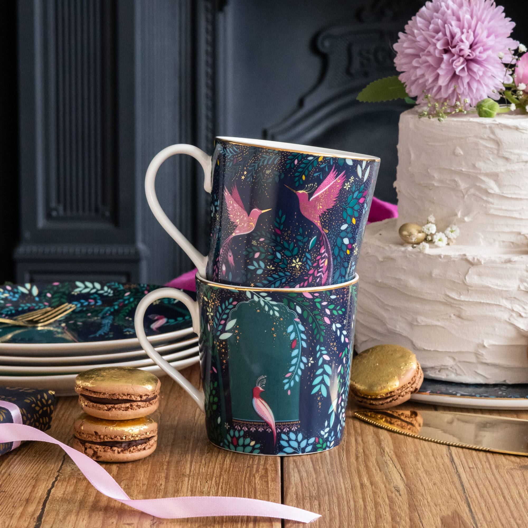 Alt View 2. Portmeirion - Sara Miller India Mug 12Oz. - Hummingbird Blue - Blue.