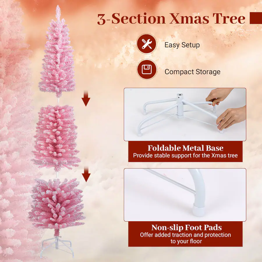 Costway 6 FT Artificial Christmas Tree with 328 Branch Tips & Folding ...