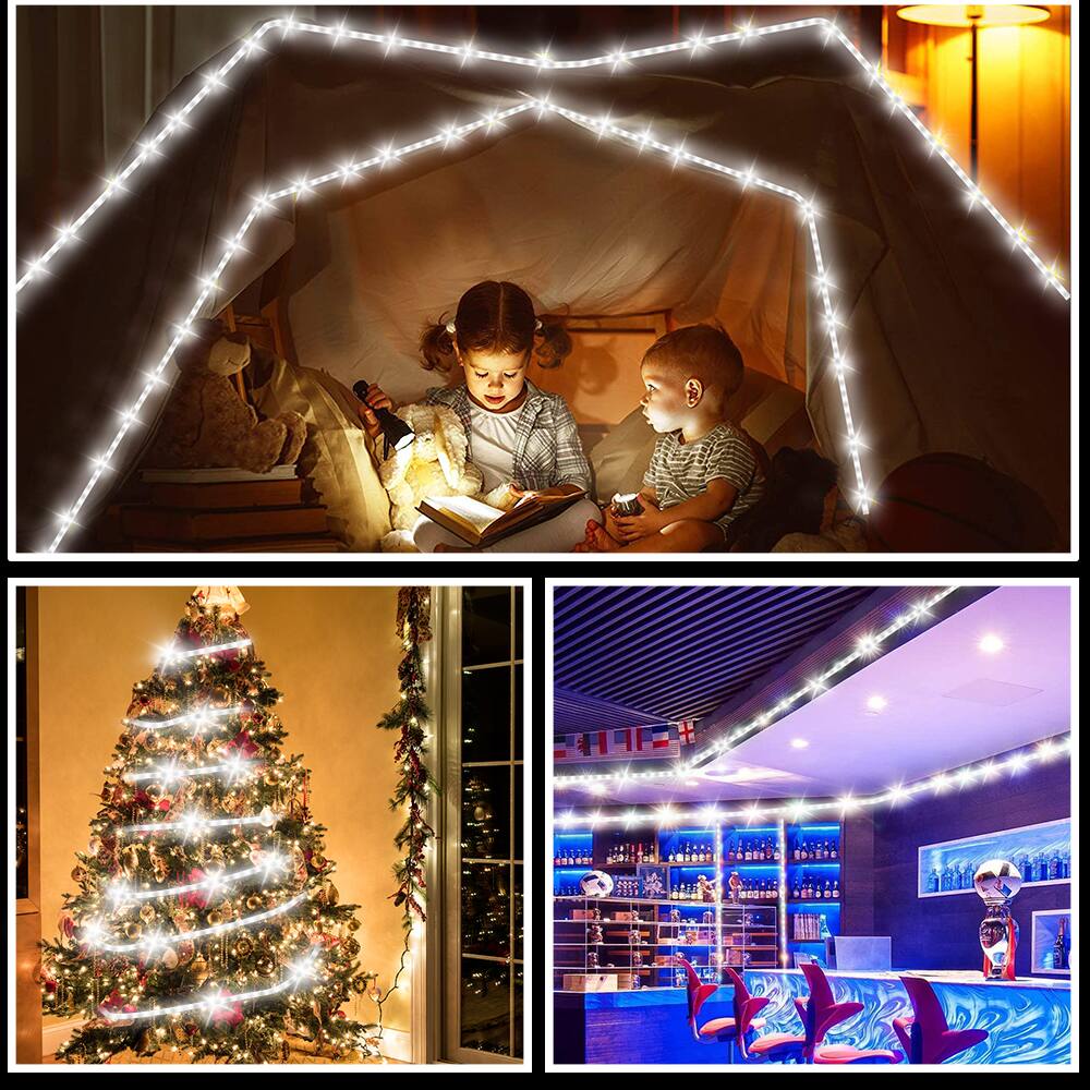 Alt View 1. Oumilen - Solar Rope String Lights 4-Color LED with Remote Control 8 Modes Outdoor Waterproof Tube Lights.