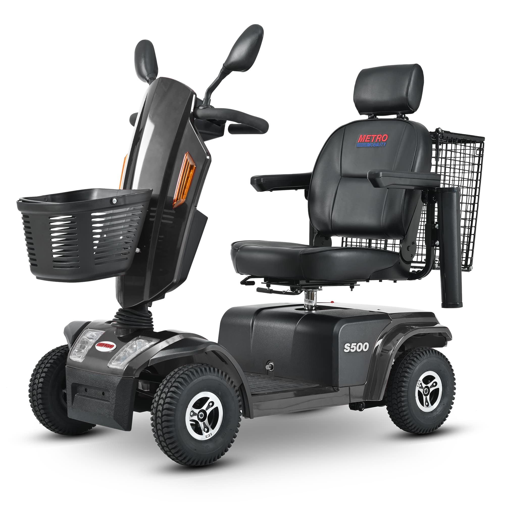 Loheer - S500 Heavy Duty Mobility Scooter Four Wheel Handicap Scooter for Seniors - Black