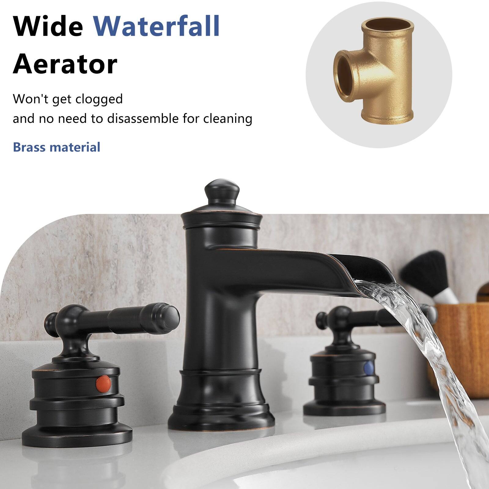 Wide Waterfall Aerator

Won't get clogged and no need to disassemble for cleaning

Brass material