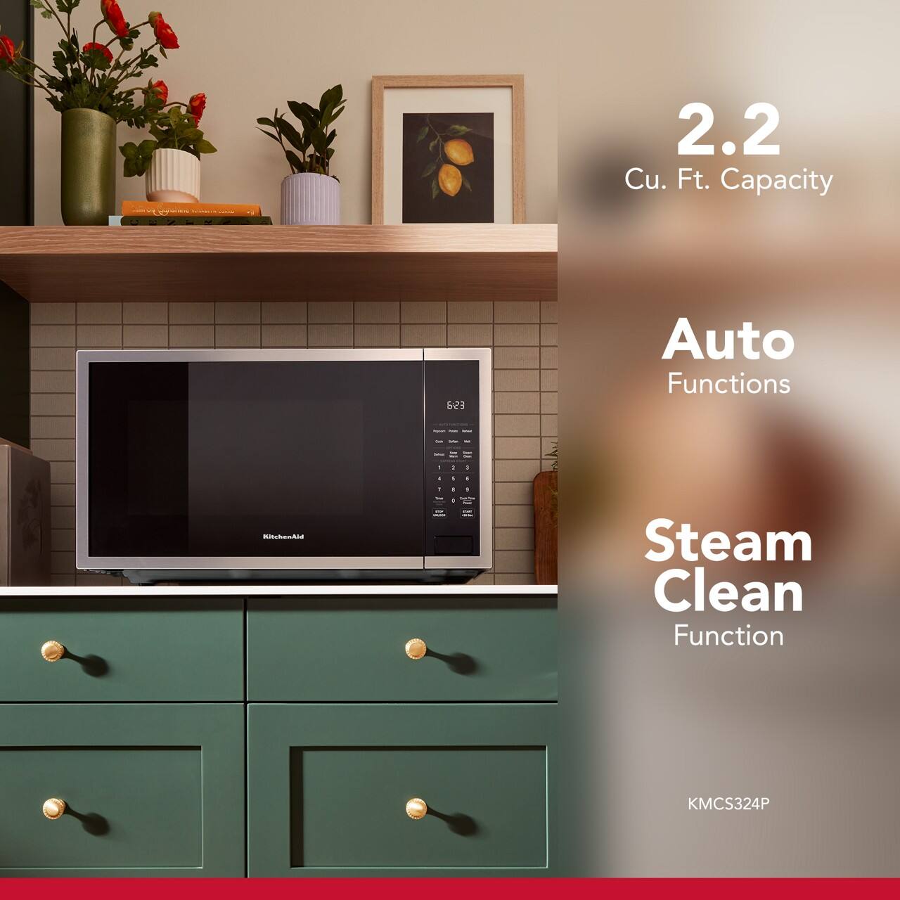 2.2 Cu. Ft. Capacity  
Auto Functions  
Steam Clean Function  
KMCS324P
