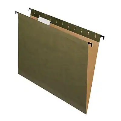 Front. Pendaflex - SureHook 5-Tab Hanging File Folders, Letter Size, 20/Box - Green.