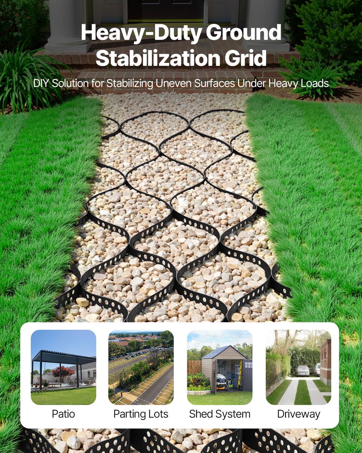 Heavy-Duty Ground Stabilization Grid DIY Solution for Stabilizing Uneven Surfaces Under Heavy Loads

Patio
Parting Lots
Shed System
Driveway