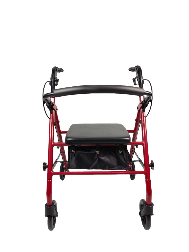 Alt View 2. iLIVING - ILG-800R Burgundy Rollator Walker – Heavy Duty Frame, Adjustable Height, Easy-Fold Design & Smart Brake Lock for Adults - Red and Black.