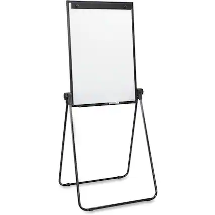 Front. Lorell - Lorell 2sided DryErase Easel with FlipChart Clip 36" x 24" Melamine Surface Black Steel Frame.